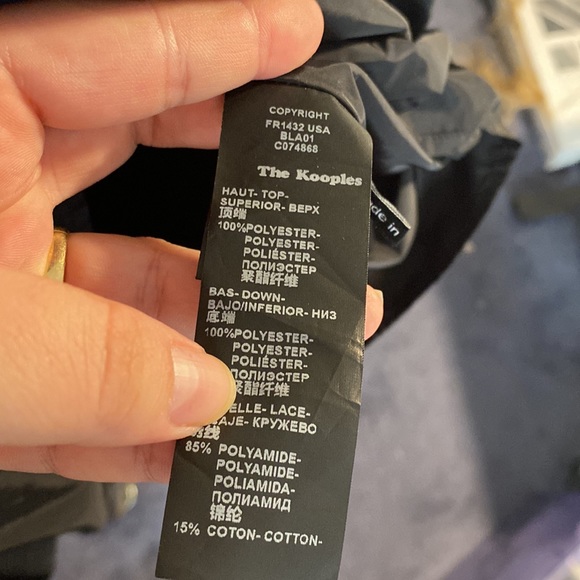 The kooples black dress size xs chiffon lace taffeta - Picture 9 of 10